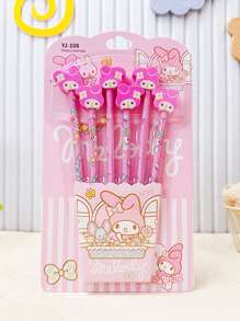 6 支卡通 Sanrio HB 铅笔、小学绘画和书写铅笔、儿童 Sanrio 3D 橡皮擦组合套装、高品质素描铅笔