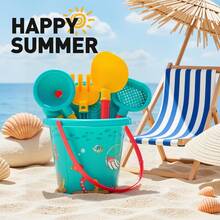 18 Pieces Of Beach Toys, Durable PP Material, Melange, With Bucket & Sand Mold Accessories, Fun Beach Toys, Suitable For Ocean & Beach Accessories, As Halloween & Christmas Gifts - Multicolor - View 10