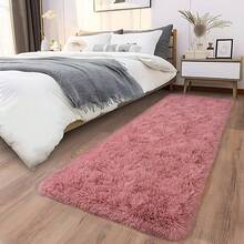 Soft Fluffy Shag Throw Area Rug, 2x4 Black, Non-Slip Bedroom, Hallways, Bedside, Dorm, Living Room - Long Shaggy Rug - 腮紅粉紅 - 查看 4