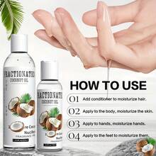 男女适用椰子油，纯椰子油，精油，富含椰子油，滋润头发、手部和全身，无香型，适合所有肤质，适合所有人群 - 100/200 毫升 - 無色 - 查看 4