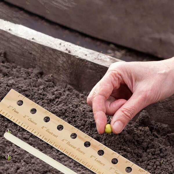 Samen- und Pflanzenabstandslineal, Samen-Pflanzlineal mit Löchern, Pflanzenabstandsvorlage, Pflanzstab-Abstandsvorlage, genaues Gartenwerkzeug aus Holz für Gemüsegärten und präzises Gärtnern