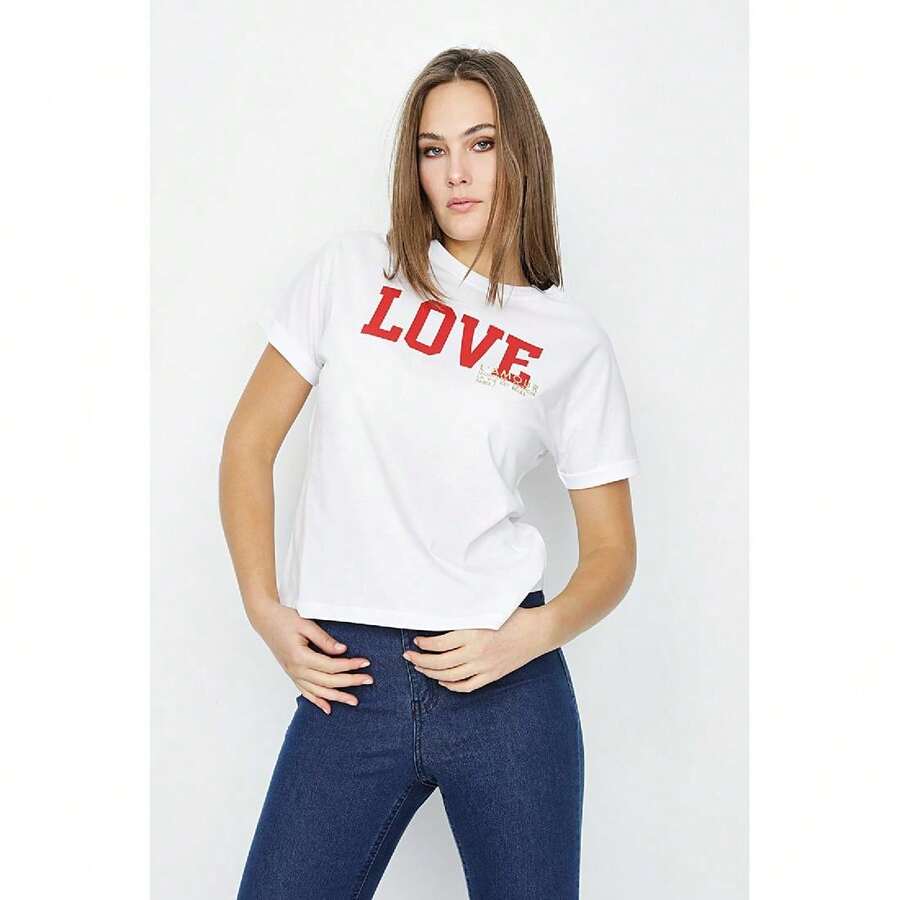 SELECT Optic White Love Slogan Tee