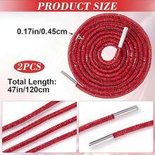 1 对水晶莱茵石鞋带，圆形闪光运动鞋鞋带，闪亮钻石鞋带，长度 120 厘米（约 47.24 英寸） - 彩色 - 查看 5