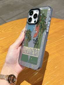 Desert Exploration Map Pattern Phone Case, Personalized Compatible With IPhone 16 Pro Max, 15/14 Plus, 13, 12, 11 Protective Cover - Black Frame, Sand Grey - View 3