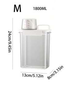1pc Laundry Powder Container, Airtight Laundry Detergent Storage Box With Measuring Cup And Handle, Clear Plastic Laundry Powder Dispenser For Storing Detergent, Powder, Laundry Pods - White - View 7