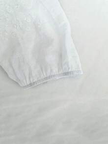 Women's Casual Shirt Embroidered Loose Boho Vintage Mid-Sleeve Blouse Solid Color Summer/Autumn