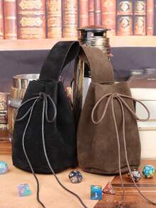 1pc Vintage Medieval Suede Drawstring Belt Pouch, Renaissance LARP Waist Bag, Retro Fanny Pack For Cosplay & Festivals Belt Pouch Dice Bag Renaissance Market - Multicolor - View 5