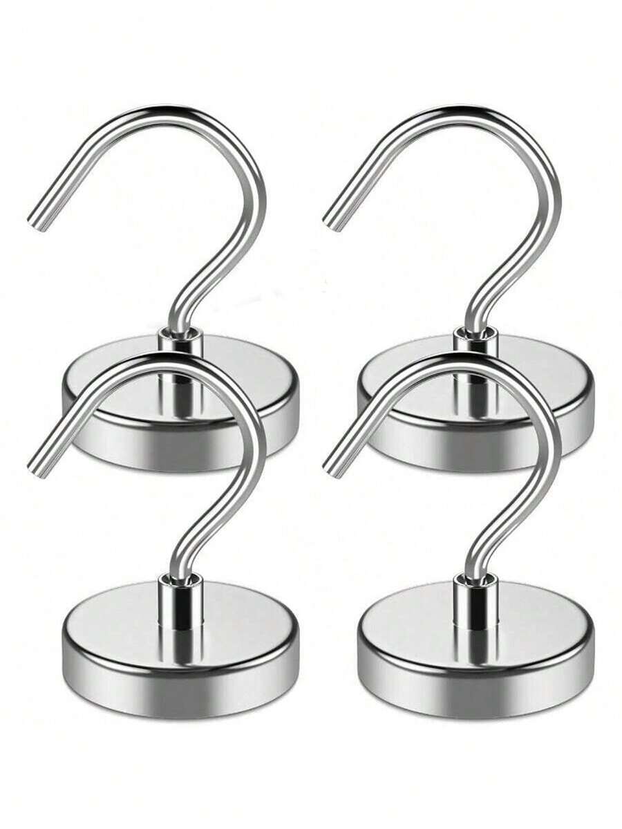 4 件重型磁性挂钩，110 磅钕磁铁挂钩，用于悬挂，强力磁性挂钩，带挂钩，适用于巡航、窗帘、家庭、厨房、工作场所 - 彩色 - 查看 1