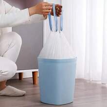 重型大容量厨房垃圾袋/猫砂垃圾袋，带抽绳，可撕式设计，耐用且不脏乱 - 藍白色 - 查看 4