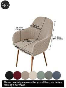 1pc Solid Striped Curved, High Elastic Dust-Proof Full Cover Chair Slipcover, Suitable For Hotel, Living Room, Study, Dining Room, Daily Use, Available In Black, Gray, Beige - Multicolor - View 14
