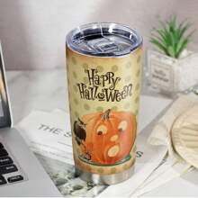 A Halloween Element Pumpkin Witch Pattern Stainless Steel Car , Easy To Carry, Large Capacity, Suitable For Travel, Car, Student Water Cup, Halloween Holiday Gifts - Multicolor - View 8