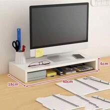 Computer Monitor Riser Stand, Office Desk Keyboard Storage Organizer Shelf, Desktop Pad - Multicolor - View 3