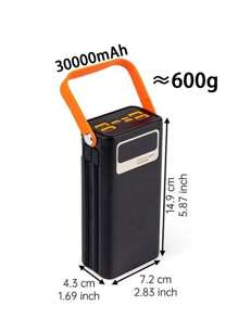 1 个 30000/50000/60000mAh 容量移动电源，双线缆，四输出，三输入，22W 快速充电，便携式手持电源，初始电压显示可能不准确，但会在 2 次充电/放电循环后恢复正常，适用于户外露营、LED 灯、毕业礼物、单身派对礼物、伴娘礼物、父亲节礼物、新娘送礼会礼物、婚礼宾客礼物、生日派对装饰、婚礼用品