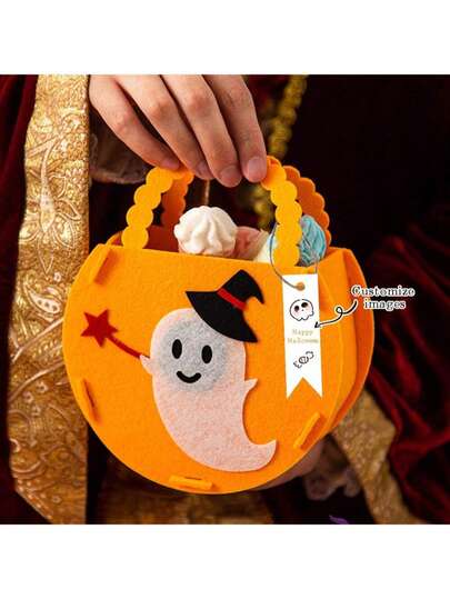 Customized Halloween Candy Bags, Pumpkin Shaped Candy Bags, Gift Bags, Halloween Packaging Bags, Customized Cards, Halloween Candy Bags, "Trick Or Treat" Halloween Decoration Candy Bags, Suitable For Parties, Restaurants, Events, Gifts, Gift Cards, Thank You Cards, Gift Scene Decorations