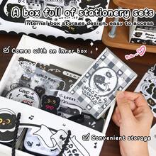 Black Cat Office Stationery Set, Cute Student School Supplies Gift Box, Back To School Stationery Gift, Writing Tools Gift Pack, Suitable For Reading And Writing, Holiday Gift