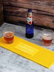 1pc Customized Bar Table Runner, Personalized Bar Mat, Coffee & Cocktail Mat, Home Bar Accessories, Artistic Rubber Coaster, Gift For Father, Boyfriend, Customized Coaster - Yellow - View 13