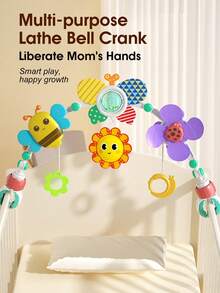 1个婴儿床挂饰，安抚婴儿床悬挂玩具，可调节长度悬挂装置/适用于汽车座椅、婴儿车、益智玩具 - 彩色 - 查看 3