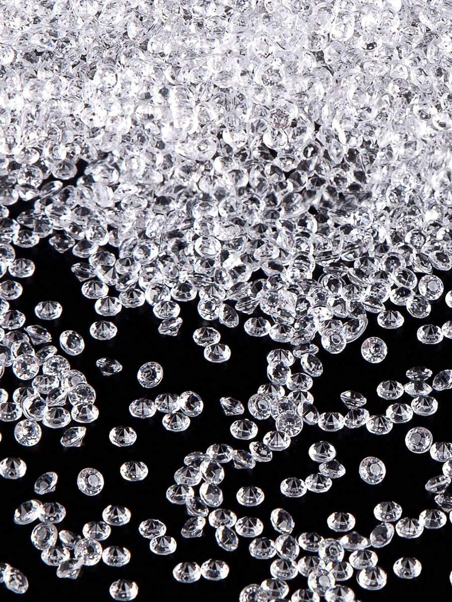 2000 颗 4 毫米透明假塑料钻石，用于花瓶填充物桌面散布，亚克力水晶钻石宝石珠用于 DIY 工艺装饰、婚礼桌散布生日装饰、情人节装饰 - 白色 - 查看 1