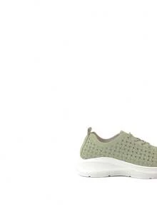 RevReaL Lightweight Knit Lace-Up Sneakers with Contrast Sole純色Preppy學院 - 綠色 - 查看 2