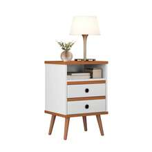 Mesa de Cabeceira Otto 2 Gav Lateral de Cama Quarto Pés Palito - Branco - Visão 1