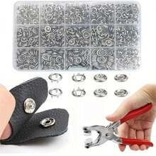 Kit de ferramentas de pressão com 400/800 peças de alicates de pressão de metal para botões, com 100/200 conjuntos de botões de pressão, pinos de metal, ferramenta de instalação de pressão de aço inoxidável para artesanato faça você mesmo em roupas