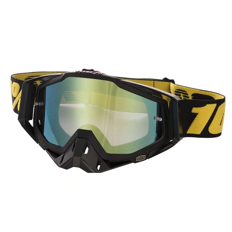 Motorcycle Goggles, Adjustable Strap Windproof Scratch Resistant Ventilated For Sports Cycling Snowboard - Gold - View 1