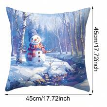 1 Piece Blue Christmas Decoration Square Pillowcase, Blue Style Christmas Elements Such As Santa Claus, Reindeer, Snowman, Etc., Blue Purple Soft Pillowcase For Christmas Parties, Home Decoration Christmas Decorations, Christmas Cushion Covers, Christmas Room Decorations, Christmas Gifts
