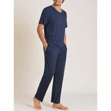 Latuza Men's Soft Pajama Set Viscose Short Sleeves Top With Pants