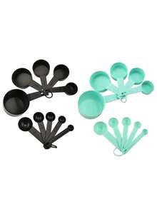 Juego de 10 piezas de tazas y cucharas de medir, tazas y cucharas de medir Kitchen Aid con escalas de medición seguras para cocinar y hornear, tazas y cucharas apilables, utensilios de cocina para cocinar y hornear, juego de tazas y cucharas de medir - Multicolor - Ver 5