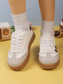 1 Pair Kids' New Fashion Sneakers, Color Block Design, & Versatile, Suitable For Boys & Girls, Outdoor Sports, Walking, Traveling