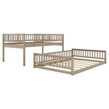 Ull XL Over Queen Bunk Bed With Ladder & Guardrails - Solid Wood Twin-Over-Full Bunkbed In Walnut Finish, Space-Saving Stacked Beds For Kids/Teens