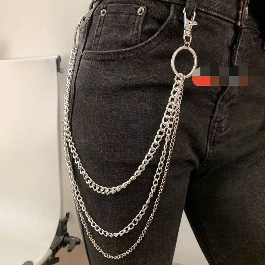 European And American Accessories Halloween, Punk Style, Metal Personality, Three-Layer Spider Web Pants Chain - Dây chuyền quần ba sợi bạc - Xem 1