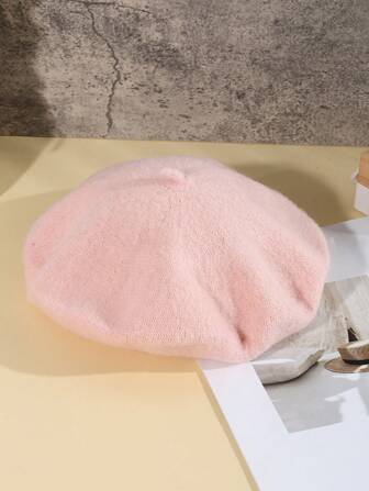 1 buc. Pălărie beretă plată din lână fetru pentru femei, culoare solidă, stil japonez elegant, potrivită pentru ieșiri zilnice și cumpărături, accesorii de toamnă