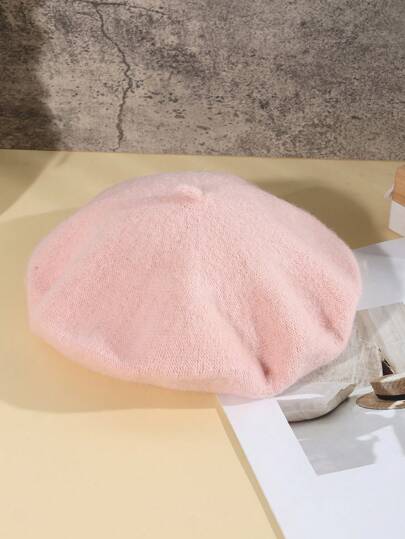 1 pieza Boina de fieltro de lana de unicolor para mujer, elegante estilo japonés adecuado para salidas diarias y compras, accesorio de otoño