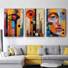 Set Of 3 Bohemian Art Deco Abstract Art Canvas Posters, Modern African Fashion Wall Art Posters, Frame Option, Canvas Wall Decor For Living Room, Bedroom, Dining Room - 白色 - 查看 4