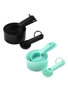 Juego de 10 piezas de tazas y cucharas de medir, tazas y cucharas de medir Kitchen Aid con escalas de medición seguras para cocinar y hornear, tazas y cucharas apilables, utensilios de cocina para cocinar y hornear, juego de tazas y cucharas de medir - Multicolor - Ver 3