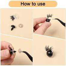 10/20pcs Black False Eyelashes, Suitable For Doll Making, Eye Makeup Accessories, Craft Making, Plastic Crochet False Eyelashes, Applicable For Amigurumi Dolls, Teddy Bears, Animal Making (Excluding Eyes) - Black - View 7