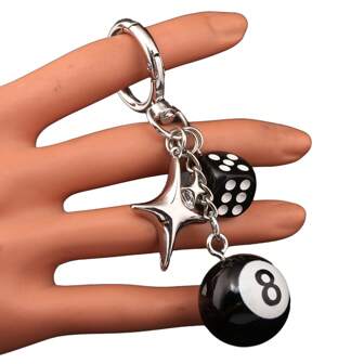 1 件男女通用时尚幸运骰子钥匙扣，新款可爱多面骰子，台球手机壳包车钥匙链吊坠适用于背包、汽车、房间装饰圣诞礼物创意包挂绳带身份证夹汽车配件包饰