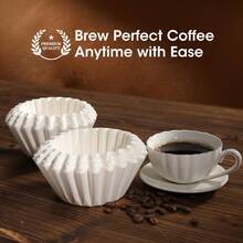 Premium 100-Count Coffee Filters 8-12 Cup Capacity - Oxygen Bleached Flat Bottom Paper For Optimal Drip Brewing, Fast Flow Design Fits Most Standard Coffee Makers, Unbleached Natural White Filters For Rich Flavor Extraction - 100 計數 - 查看 7
