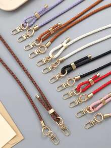 Adjustable Handmade Braided Leather Cord Crossbody Bag Chain Replacement Strap, Versatile Bag Charm Accessory - Multicolor - View 2
