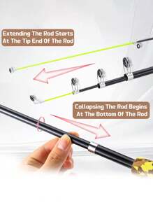 SOUGAYILANG 伸缩式鱼竿和渔轮套装 - 1.5米抛竿和7.2:1速比路亚轮，便携式旅行套装，适用于沿海和淡水垂钓 | 理想的新手礼物，包含各种颜色的鱼线和鱼饵配件 - 金色 - 查看 3