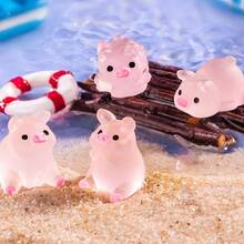 2PCS Good-Looking And Practical Luminous Resin Pig Miniature Fairy Tale Garden, Aquarium, Potted Plants - DIY Decoration For Christmas, Birthday Parties, Good Luck Charms, Random Style Delivery.