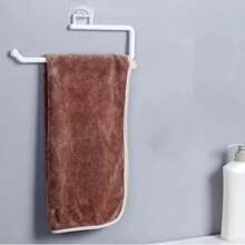Punch-Free Kitchen Paper Towel Rack Toilet Paper Roll Rack Hanger Wall-Mounted Towel Bar Kitchen Bathroom Accessories - 白色 - 查看 2