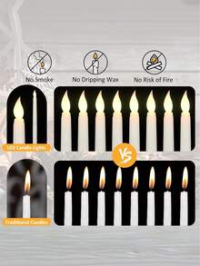 带/不带遥控器和定时器的无焰闪烁锥形蜡烛、电池供电的茶灯蜡烛、逼真的 LED 闪烁无焰茶灯稳定茶灯持久假蜡烛派对装饰和工艺创意、无焰窗户蜡烛、经典高锥形蜡烛(适合家庭聚会)、白色家居婚礼装饰 - 白色 - 查看 4