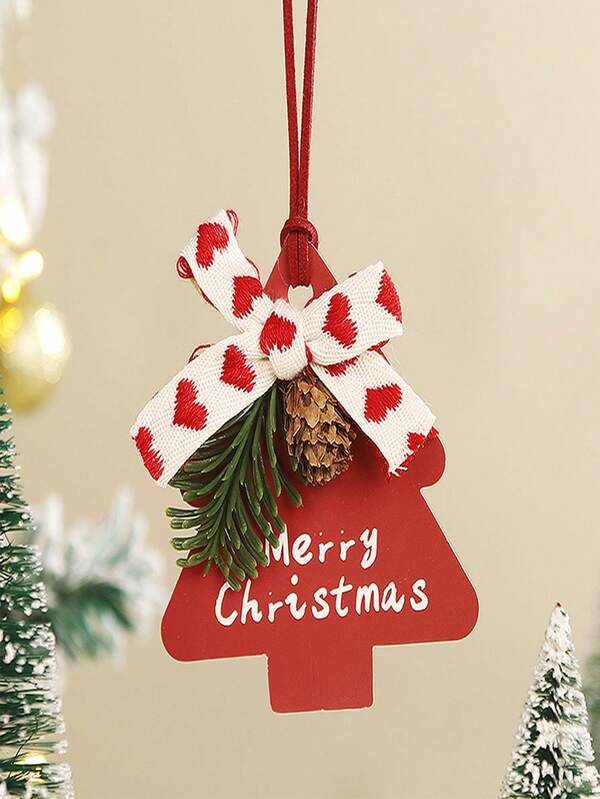 1pc Red Christmas Tree Hanging Ornament, Car Rearview Mirror Christmas Decor, Christmas Car Hanging Ornament, Couple Gift, Bell Home Decor Christmas Decorations Room Decor