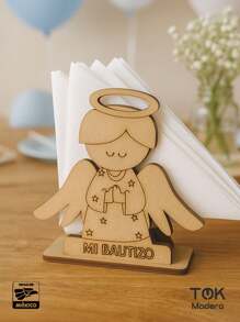 Servilletero Ángel para Bautizo en MDF – Decoración Especial para Eventos Espirituales, Mesas de Dulces o Recuerdos Personalizados - CAF - Ver 1