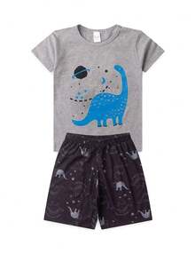 Boys' Summer Dino Pajamas - Hey Kids - Xám - Xem 1
