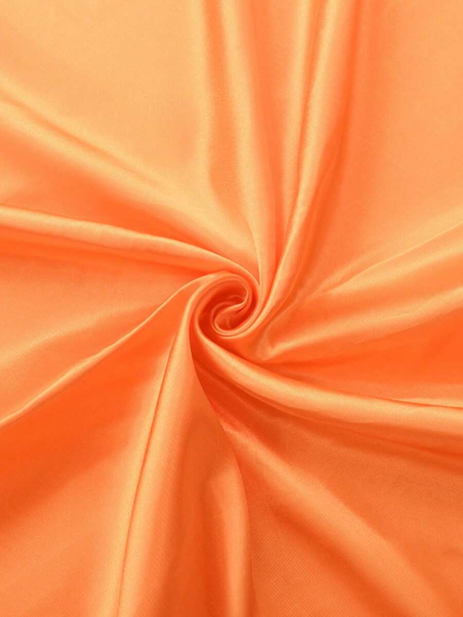 1 pièce Tissu satiné en soie, matériau en tissu brillant pour robe de mariée, lingerie, décoration intérieure, nappe DIY, toile de fond - Orange - Voir 1