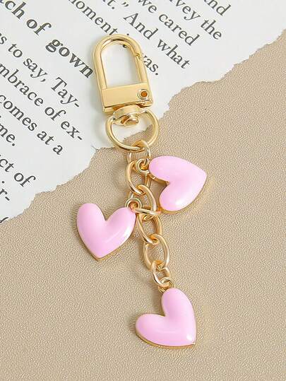 1pc Women's Alloy Oil Drop Heart Shaped Keychain Fashionable Heart Pendant Accessory Bag Charm Couple Gift Car Accessories For Women Keychain For Bag