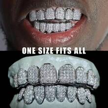 2PC Rapper Grills Set – Bling Bling Cubic Zirconia Tooth Caps For Cosplay Queens. Turn Yellow Teeth Into Icy Bling Instantly. - 白色 - 查看 3